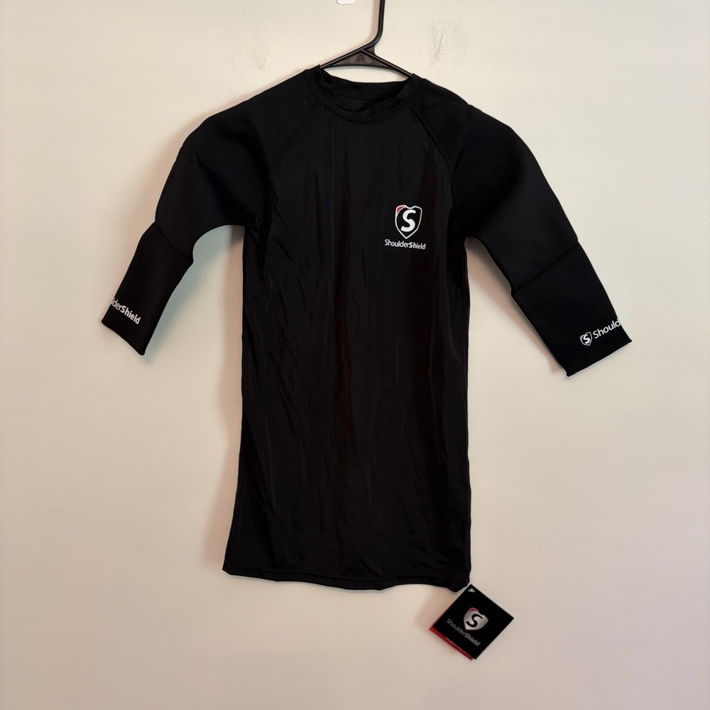 Shoulder Shield 3/4 Sleeve‎ Black Compression Baseball Padded Shirt Size Medium